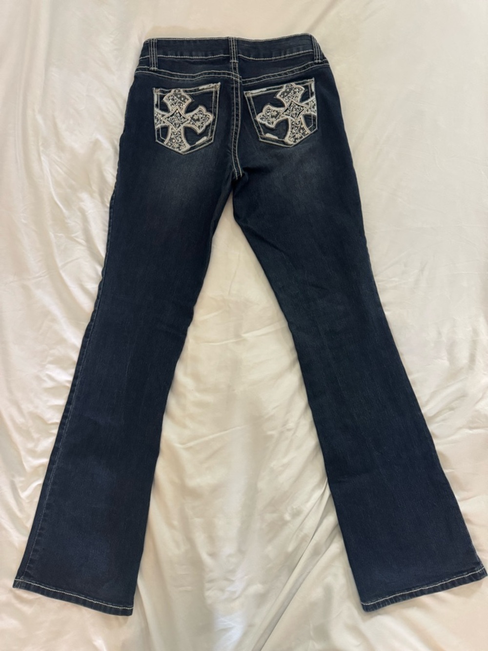 ND Weekend Bootcut Jeans Size 6 – Dark Wash Embroidered Cross Pockets